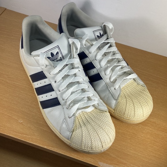 Adidas Superstar 2 Shell Toe Sneakers Navy Blue Stripes Men’s Size 7.5 - Picture 9 of 13
